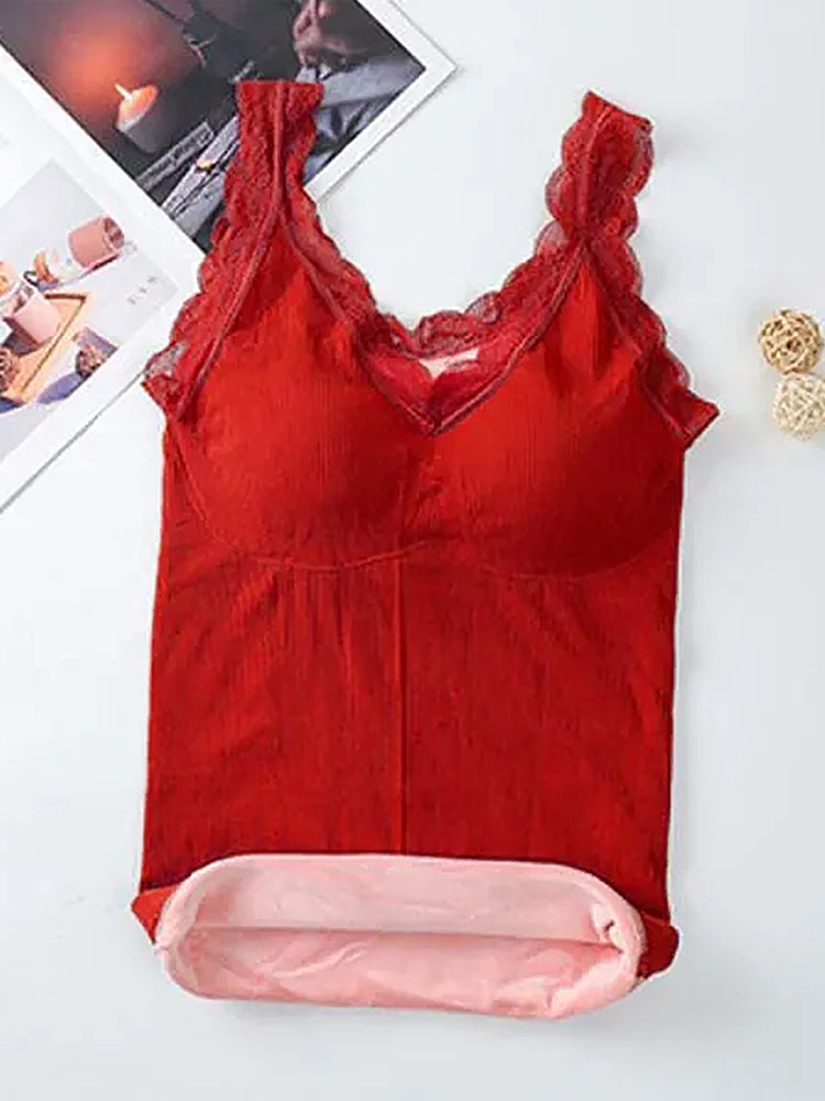 Womens Basic Thermal Underwear Thick Fleece Lined Tank Top