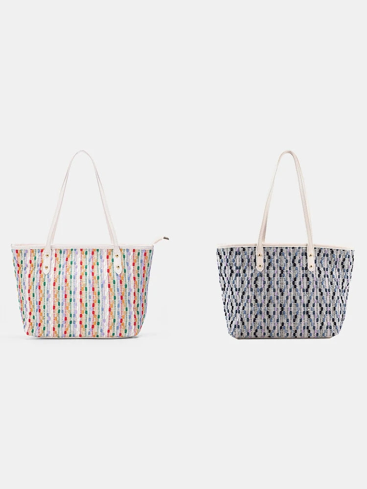 Woven Fabric Fashion Casual Large Capacity Shoulder Tote Bag