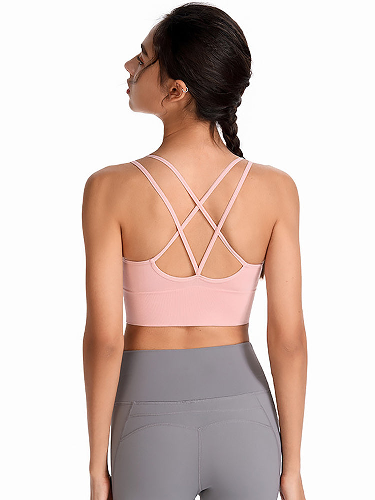 Sexy Criss-Cross Back Tank Sports Wireless Bra