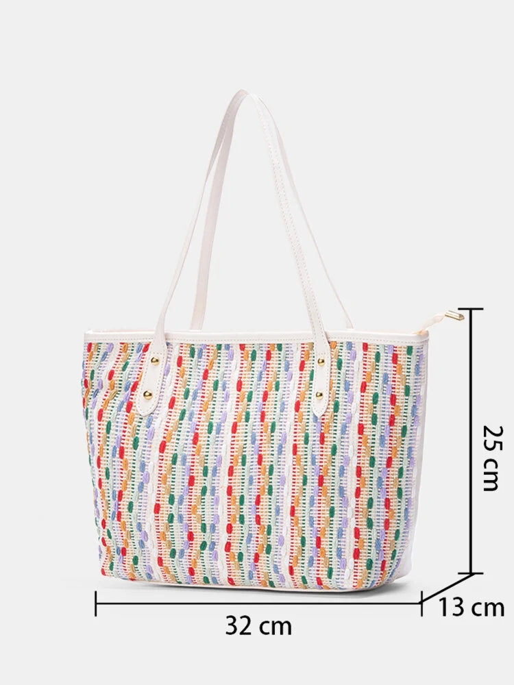 Woven Fabric Fashion Casual Large Capacity Shoulder Tote Bag