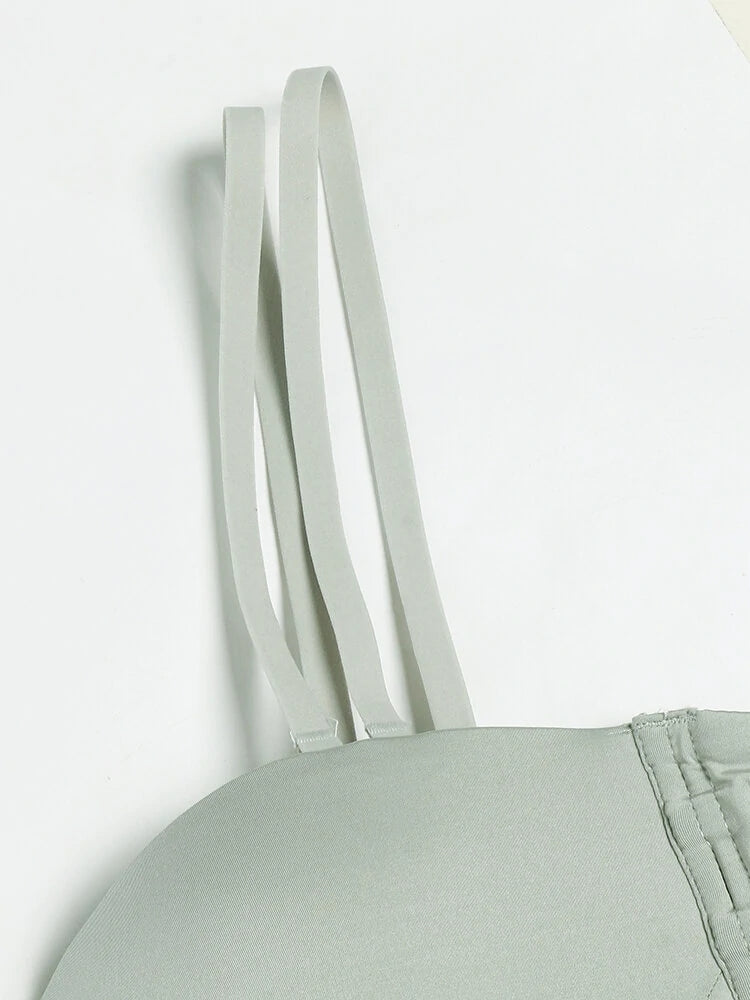 Seamless Detachable Double Straps Bandeau Bra