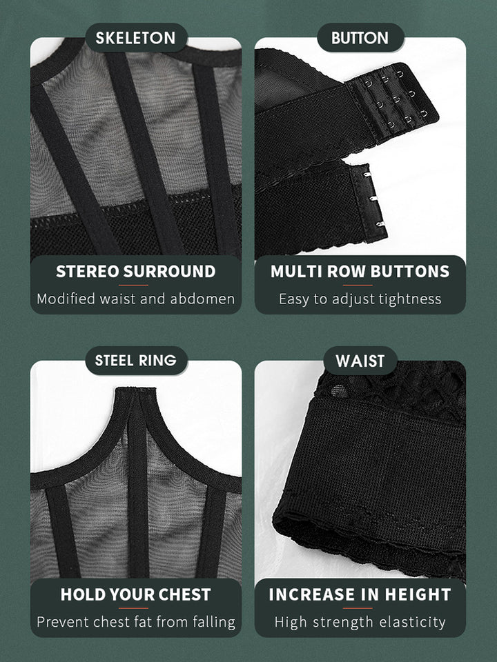 Retro Style Short Bone Waist Support Body Shaper Girdle