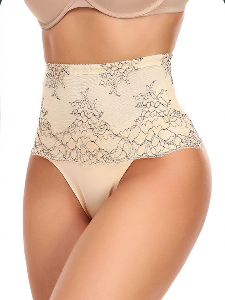 Lace High Waisted Tummy Control Waist Shaper Thong Panties