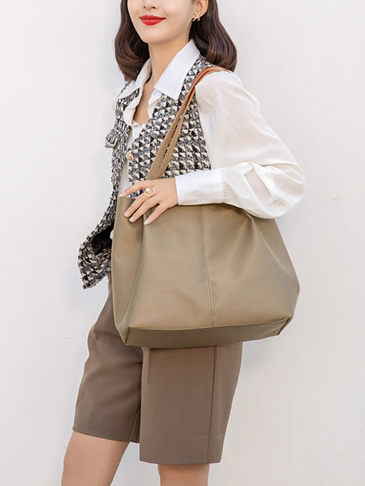 Textured Twill Casual Canvas Large Capacity Tote Shoulder Handbags
