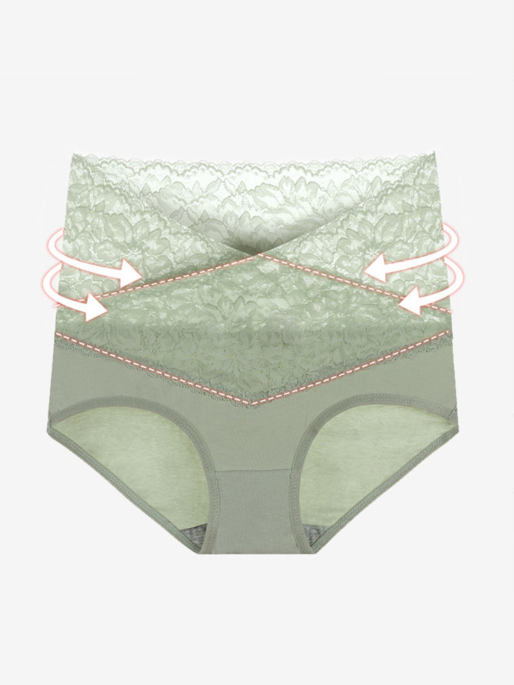4-Pack Women Sexy Floral Lace High Waist Tummy Control Hipster Briefs