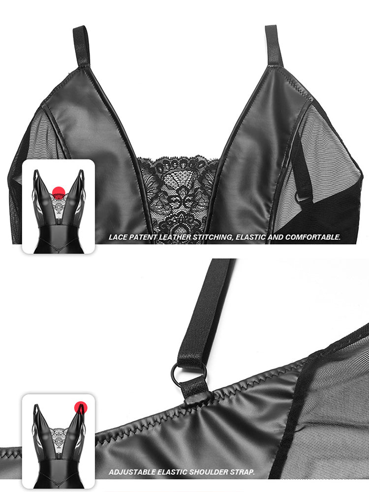 Lace PU Leather Backless Sling Pack Hip Control Shape Dresses