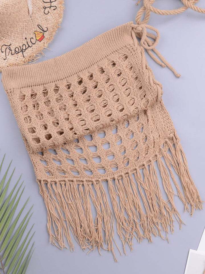 Beach Crochet Fringe Swim Cover-Up Skirt