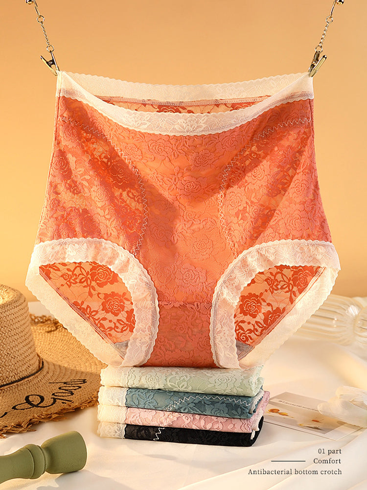 4-Pack Womens Sexy High Waisted Lace Brief
