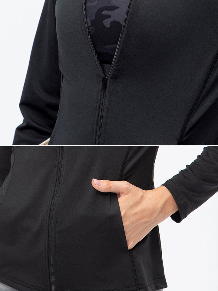 Zip Closure Athletic Slim Quick Dry Running Tops