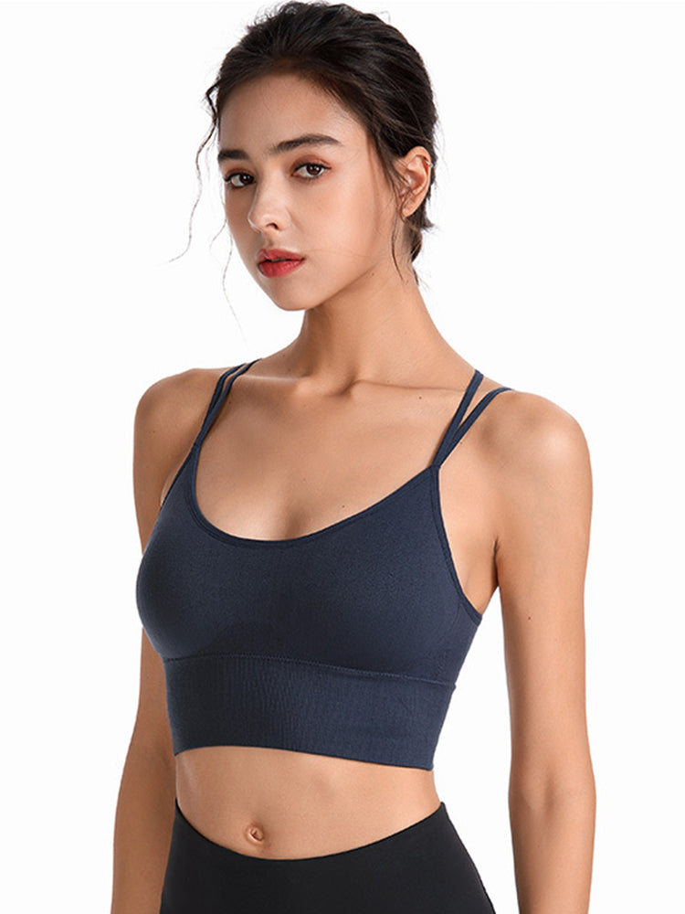 Sexy Criss-Cross Back Tank Sports Wireless Bra