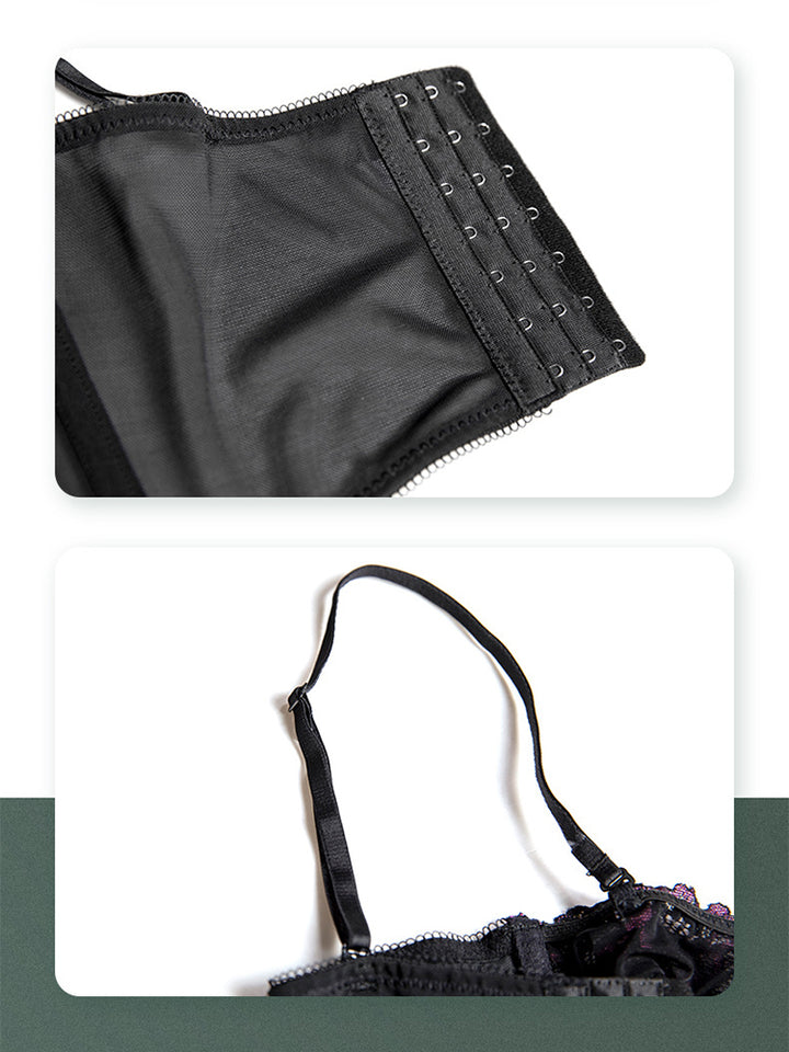 Sexy Floral Embroidery Top Lingerie Corset With Sling Fish Bone