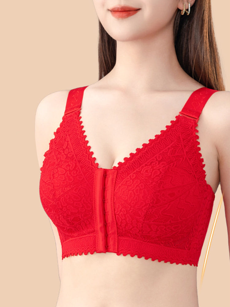 Comfort Front Closure Wire-Free Minimizer Bra and Panty Sets