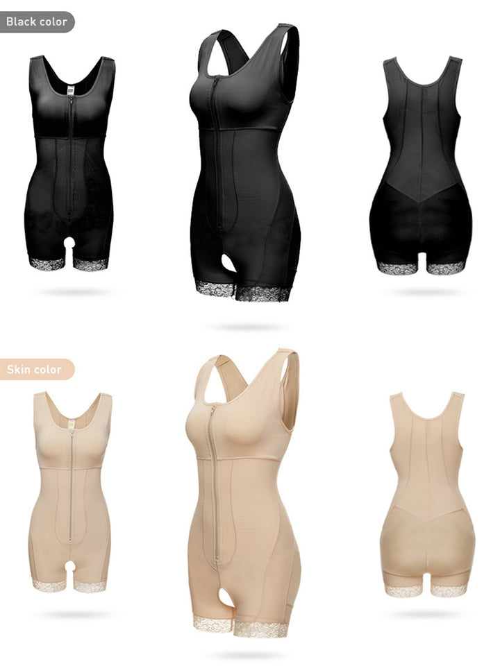 Plus Size Zipper Open Body Shaper Butt Lifter Bodysuits Shapewear