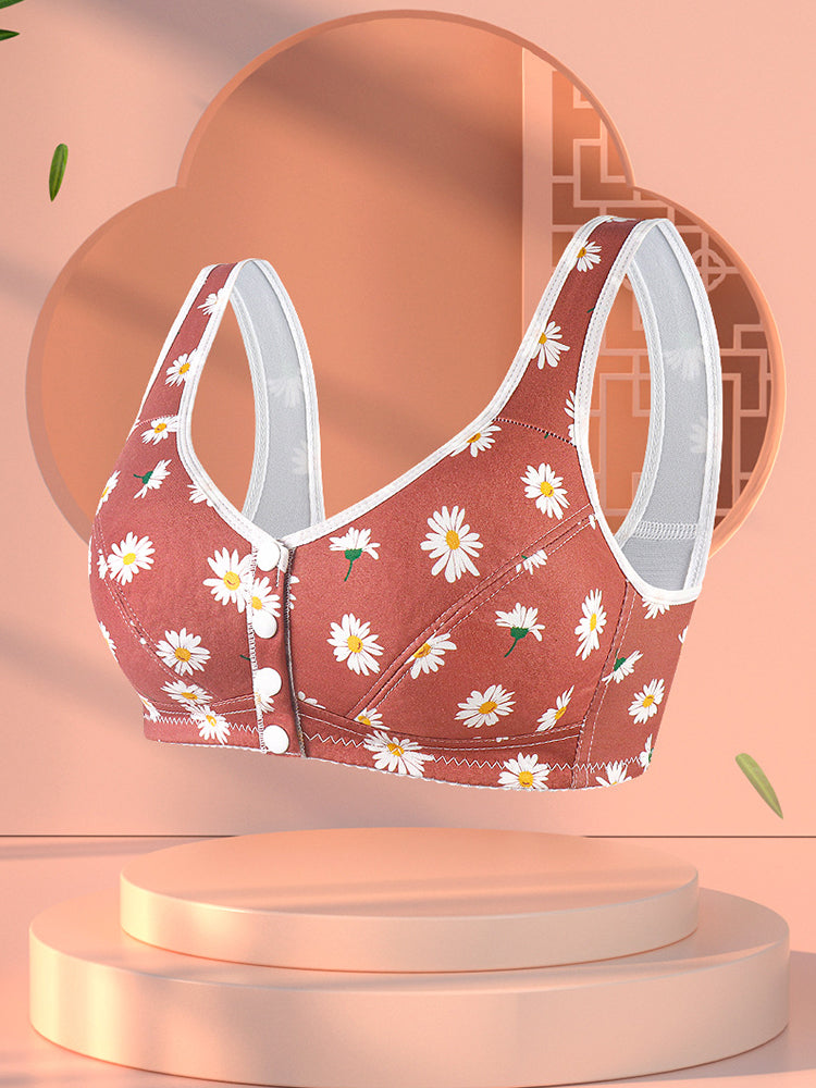 Floral Print Comfort Sleep Front Close Bra