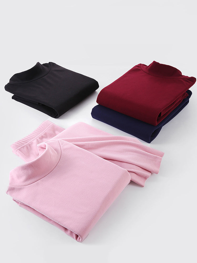 Mid-high Collar Thickened Double-sided Brushed Thermal Underwear Set