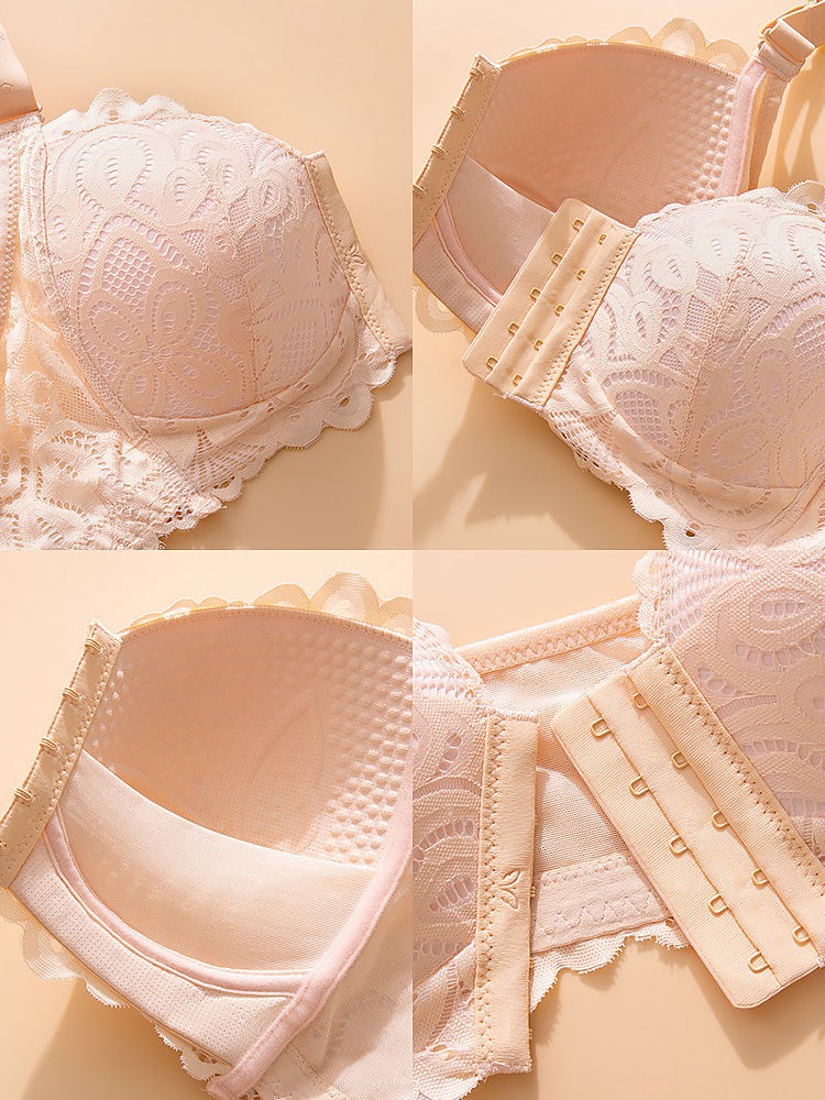 Soft Lace Front Closure Push-Up Wireless Bras
