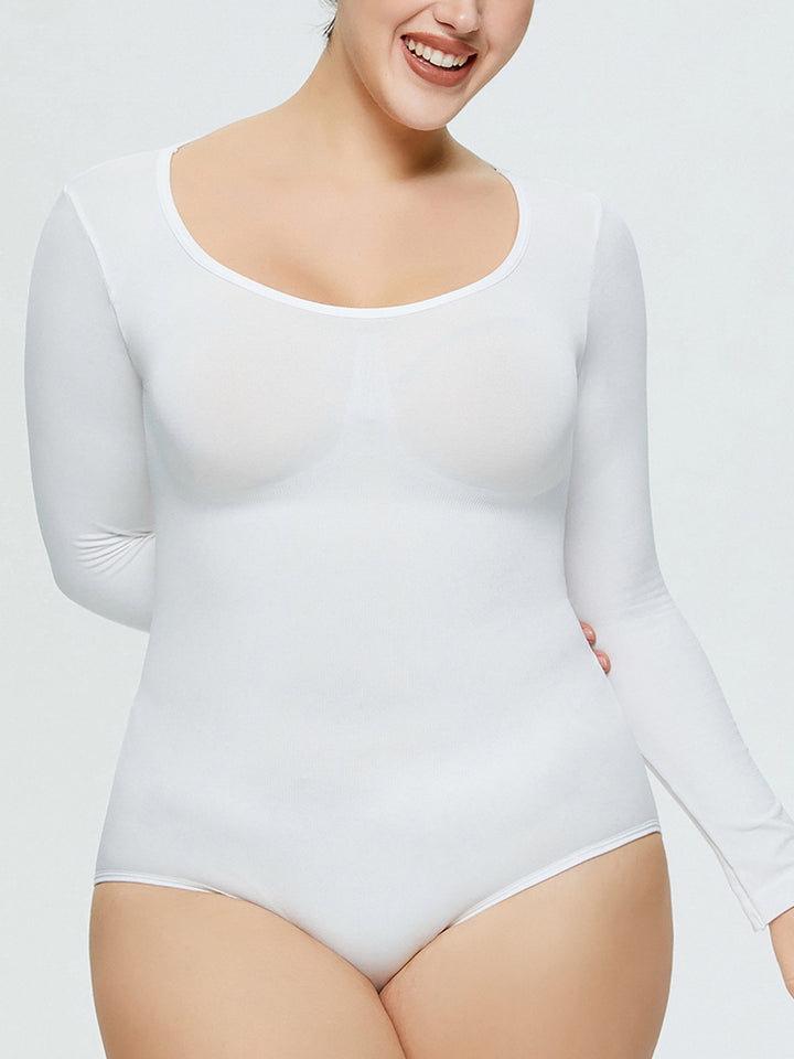 Crew Neck Long Sleeve Slimming Shaper Bodysuit
