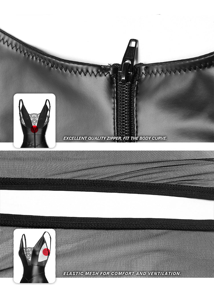 Lace PU Leather Backless Sling Pack Hip Control Shape Dresses