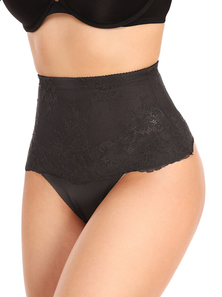 Lace High Waisted Tummy Control Waist Shaper Thong Panties