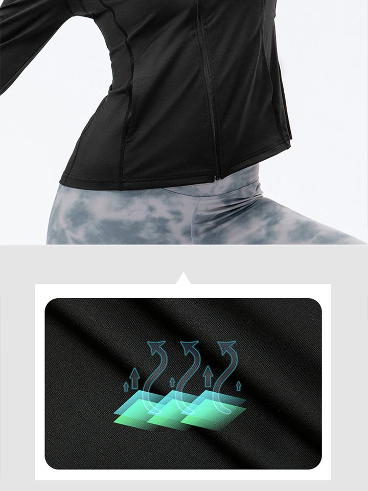 Zip Closure Athletic Slim Quick Dry Running Tops