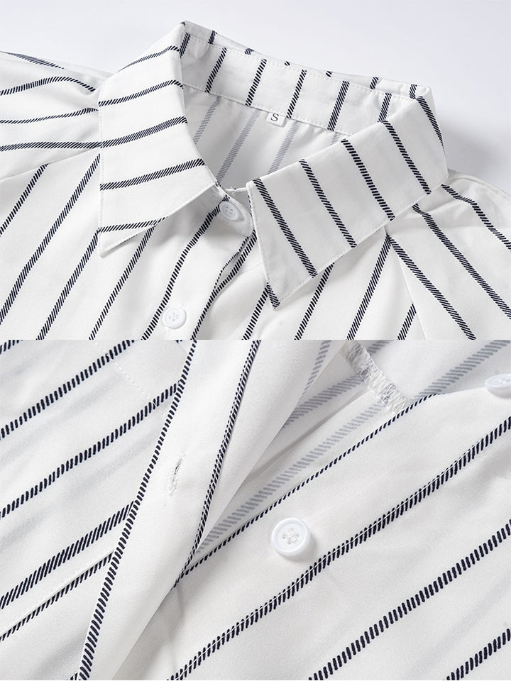 Women's V-neck Striped Beach Sunscreen Shirt