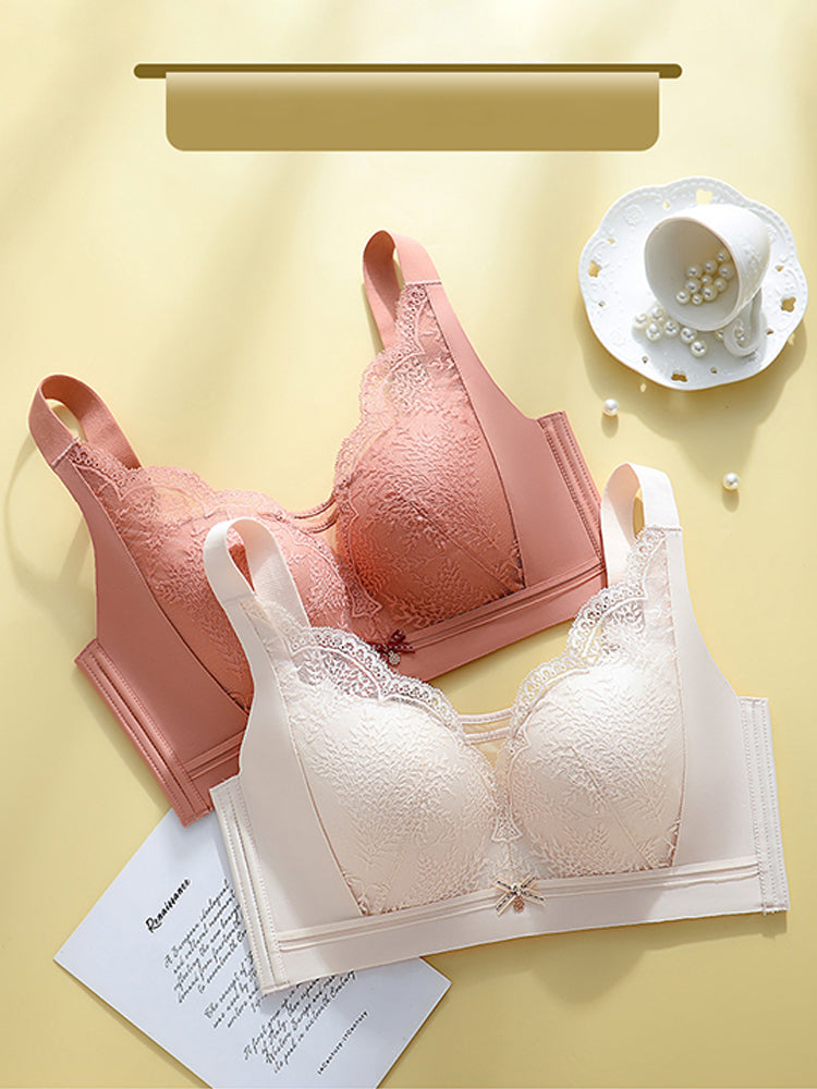 Women's Wire Free Beauty Lace Full Coverage Minimizer Bras