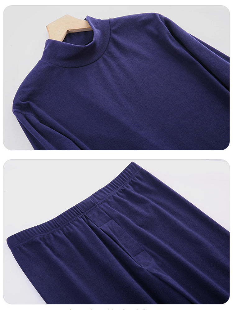 Mid-high Collar Thickened Double-sided Brushed Thermal Underwear Set