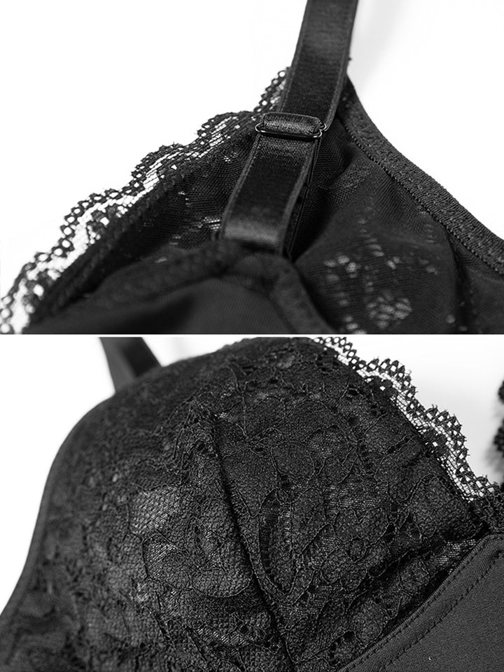Lace Lingerie Tummy Control Hook Crotch Bodysuit Shapewear