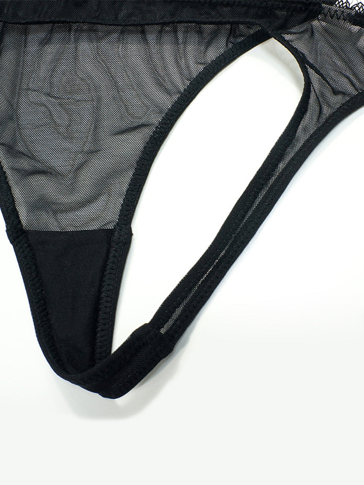 Women's Sexy Sheer Mesh Lingerie Bra and Thong Panty Set