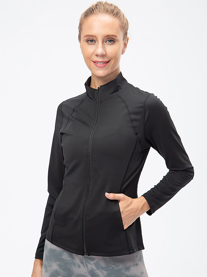 Zip Closure Athletic Slim Quick Dry Running Tops