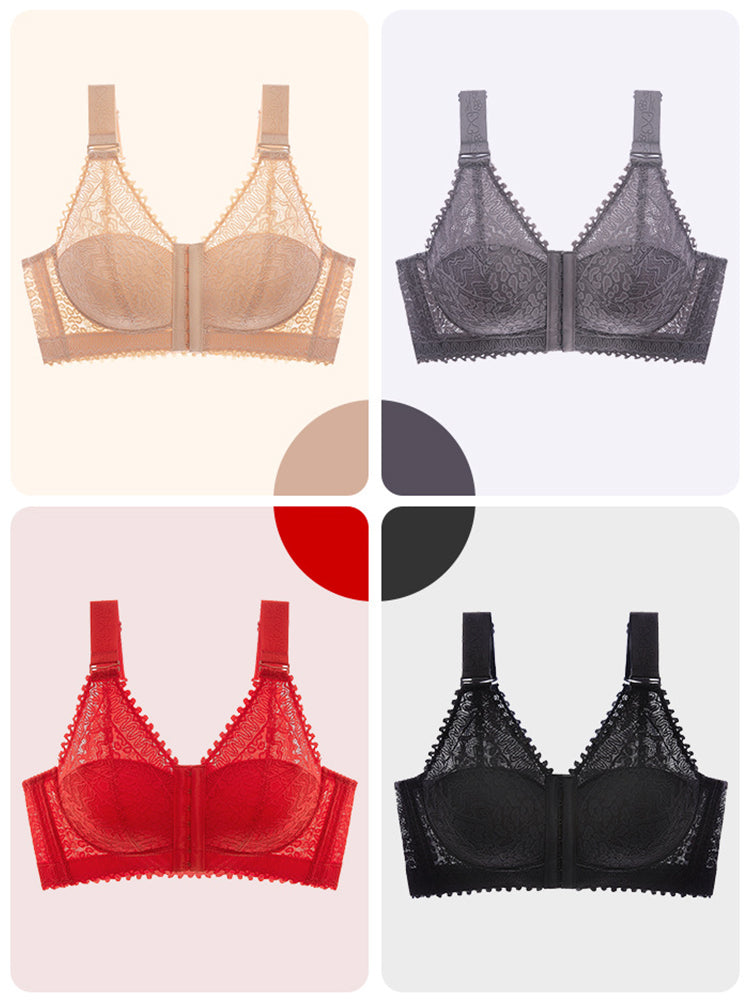 Comfort Front Closure Wire-Free Minimizer Bra and Panty Sets