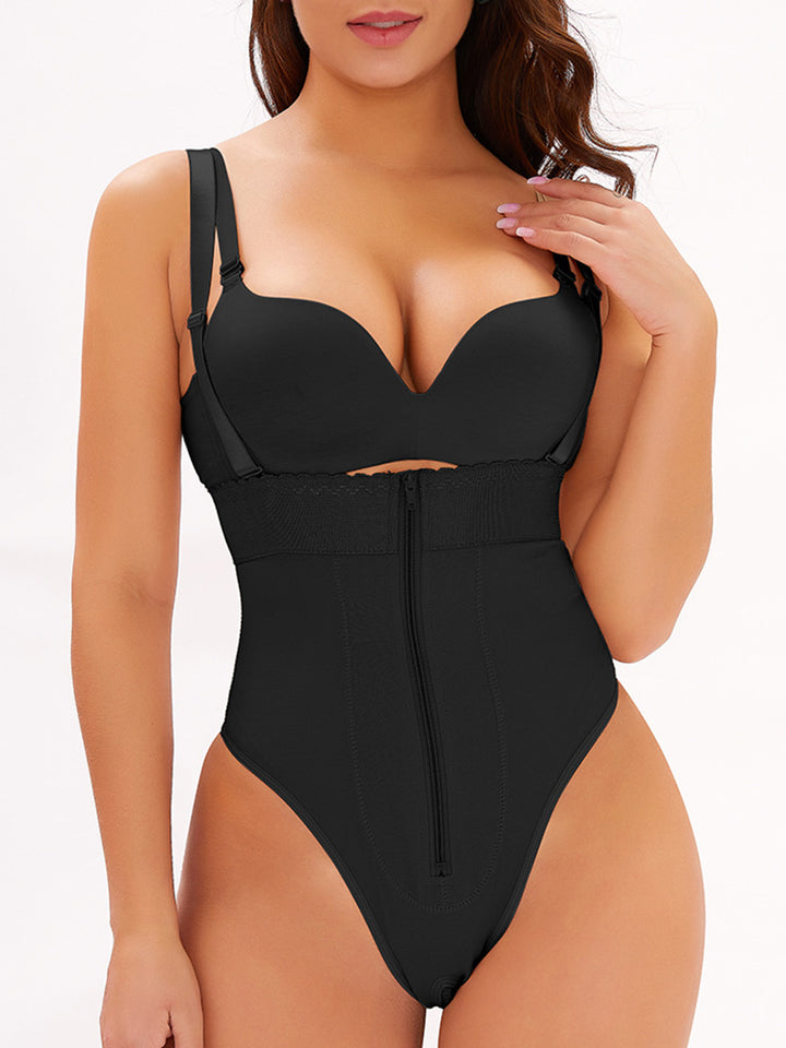 Women Zipper Seamless High Waist Thong Tummy Control Body Shapewear