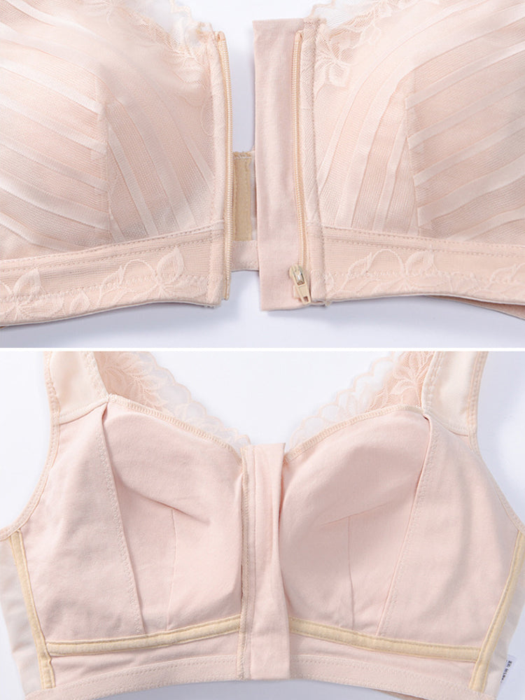 Breathable Push Up Zipper Front Bras
