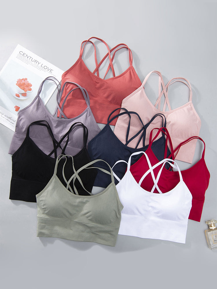 Sexy Criss-Cross Back Tank Sports Wireless Bra