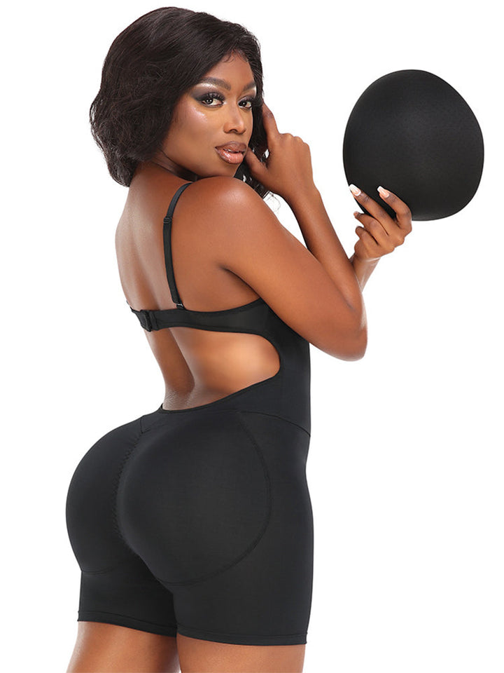 Hip-enhancing Sponge Pad Suspenders Shaper Bodysuit