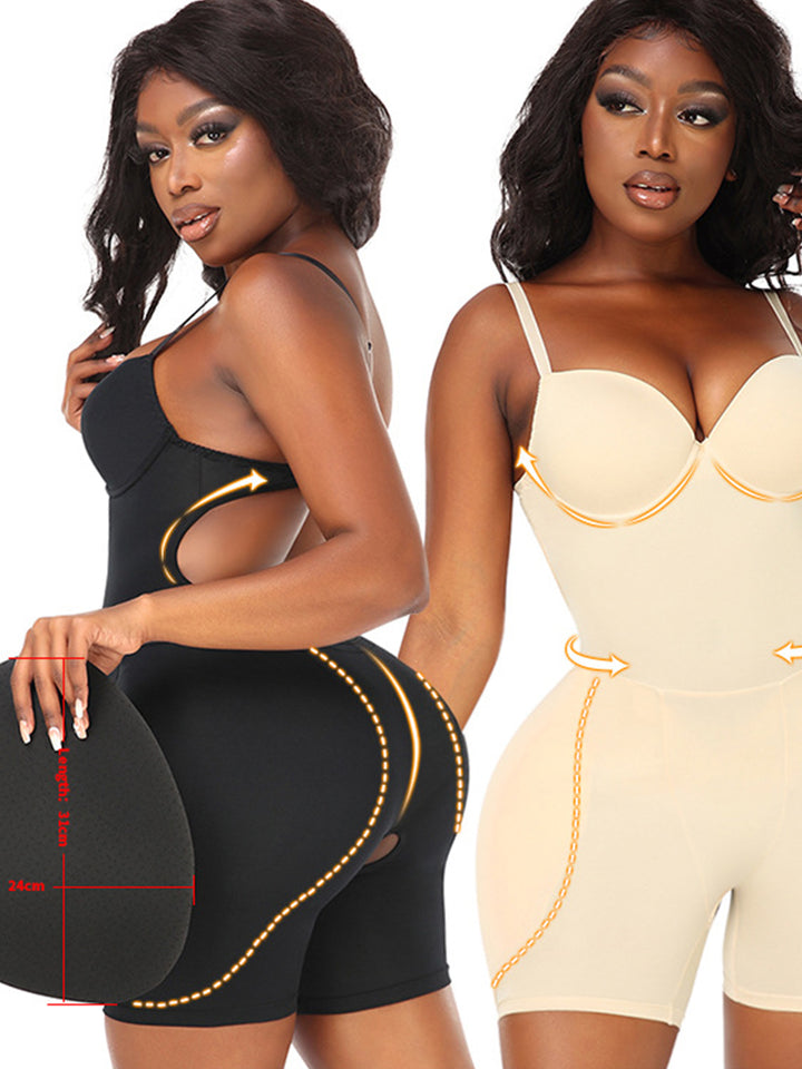 Hip Enhancing Suspenders Tummy Control Shaper Bodysuit
