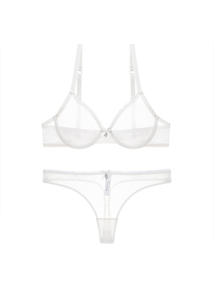 Women's Sexy Sheer Mesh Lingerie Bra and Thong Panty Set