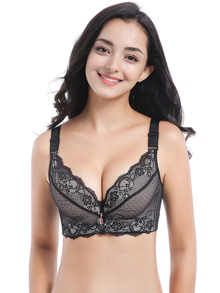 Lace Padded Cup Push Up Wire-Free Bra