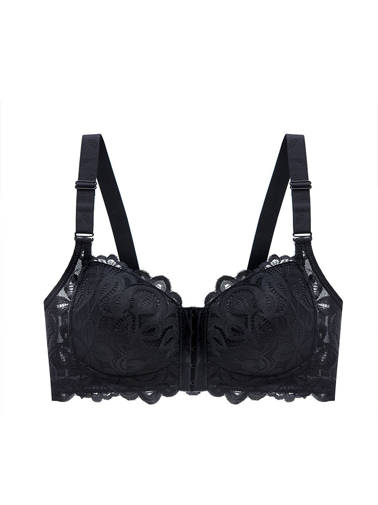 Soft Lace Front Closure Push-Up Wireless Bras
