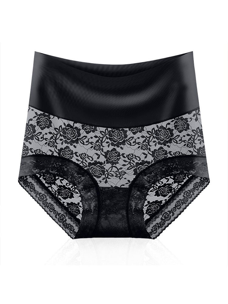 4-Pack Women's Ice Silk Seamless High Waist Antibacterial Panties
