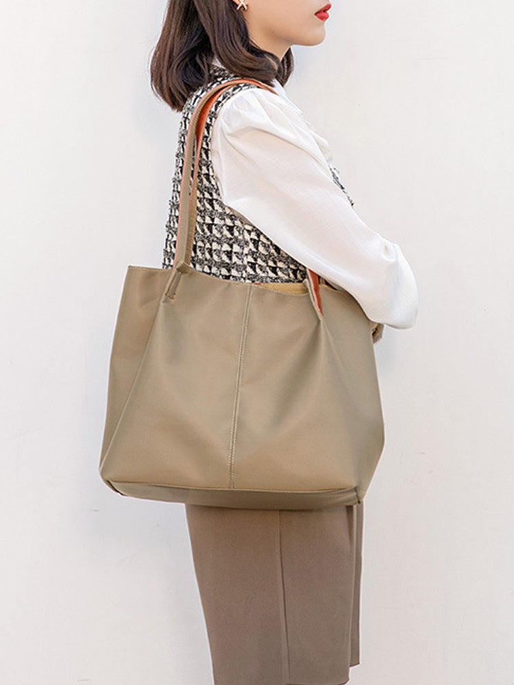 Textured Twill Casual Canvas Large Capacity Tote Shoulder Handbags