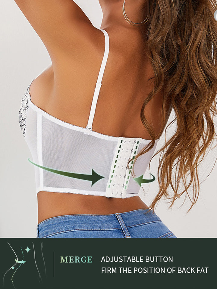 Sexy Floral Embroidery Top Lingerie Corset With Sling Fish Bone