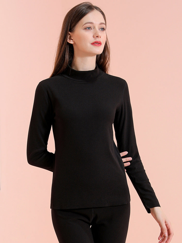 Mid-high Collar Thickened Double-sided Brushed Thermal Underwear Set