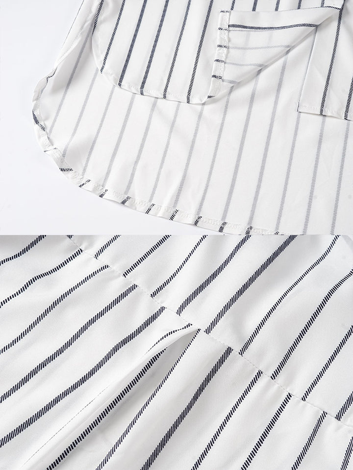 Women's V-neck Striped Beach Sunscreen Shirt