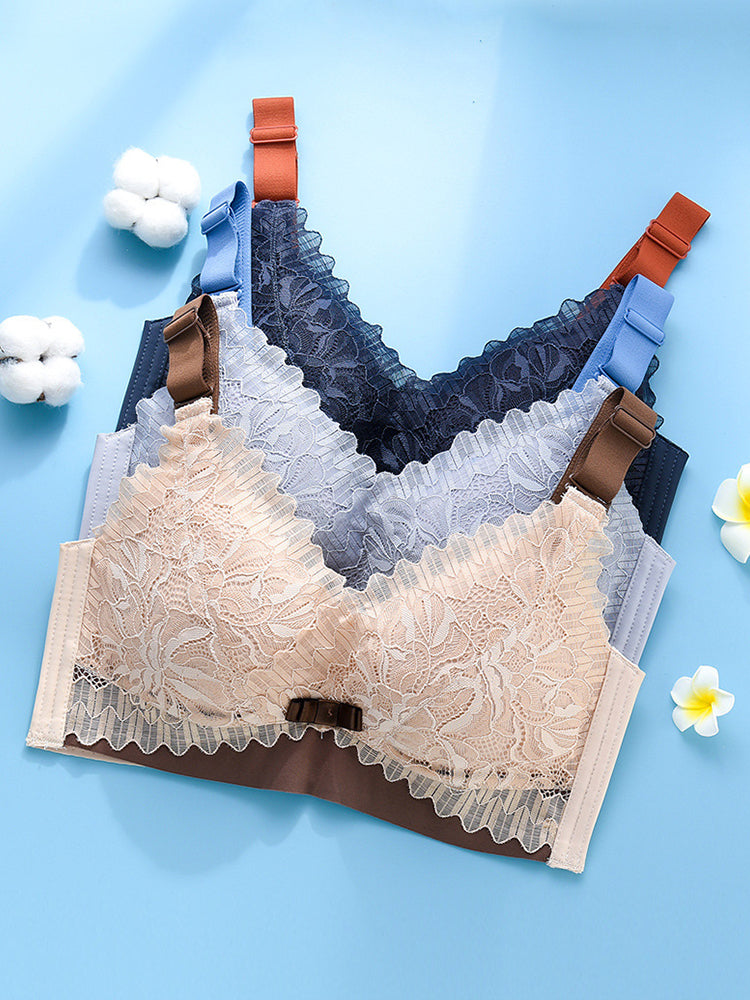 Women's Petal Lace Wire Free Minimizer Bras