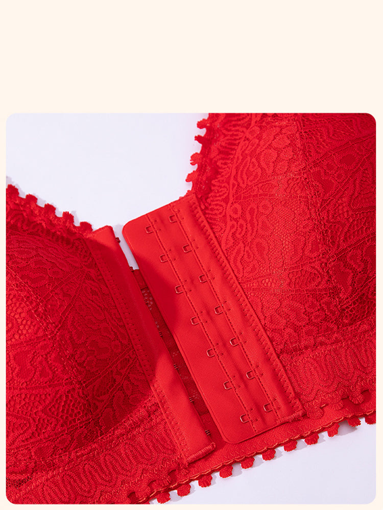 Comfort Front Closure Wire-Free Minimizer Bra and Panty Sets