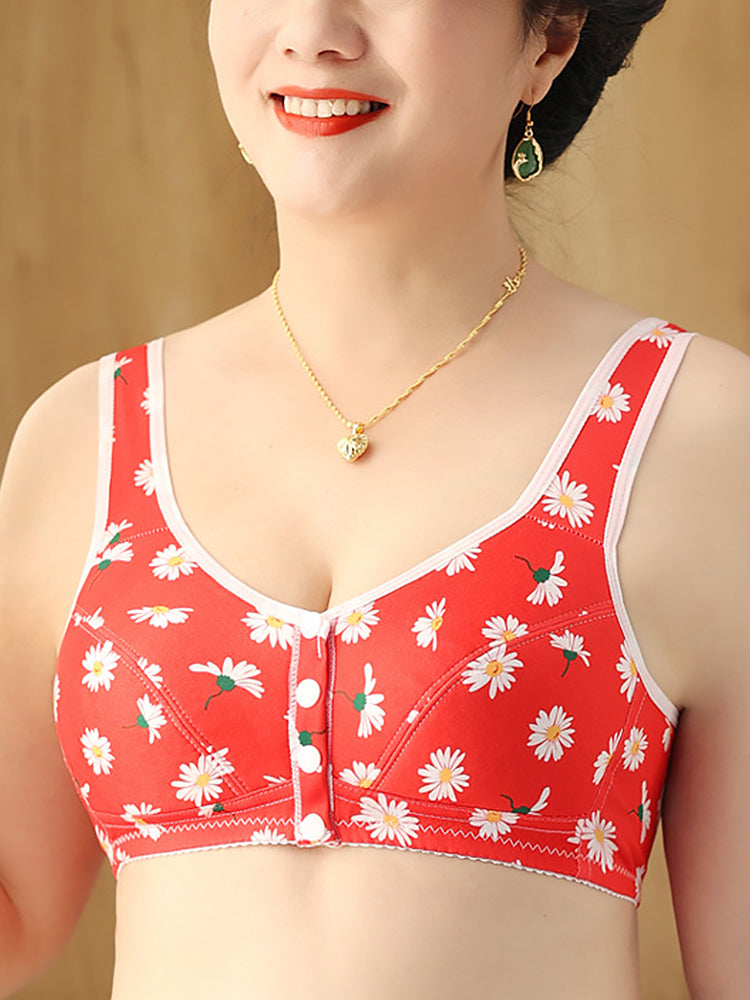Floral Print Comfort Sleep Front Close Bra