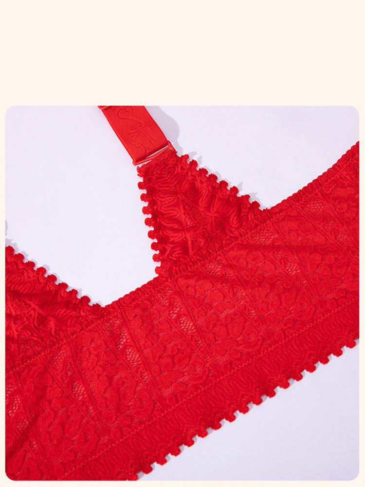 Comfort Front Closure Wire-Free Minimizer Bra and Panty Sets