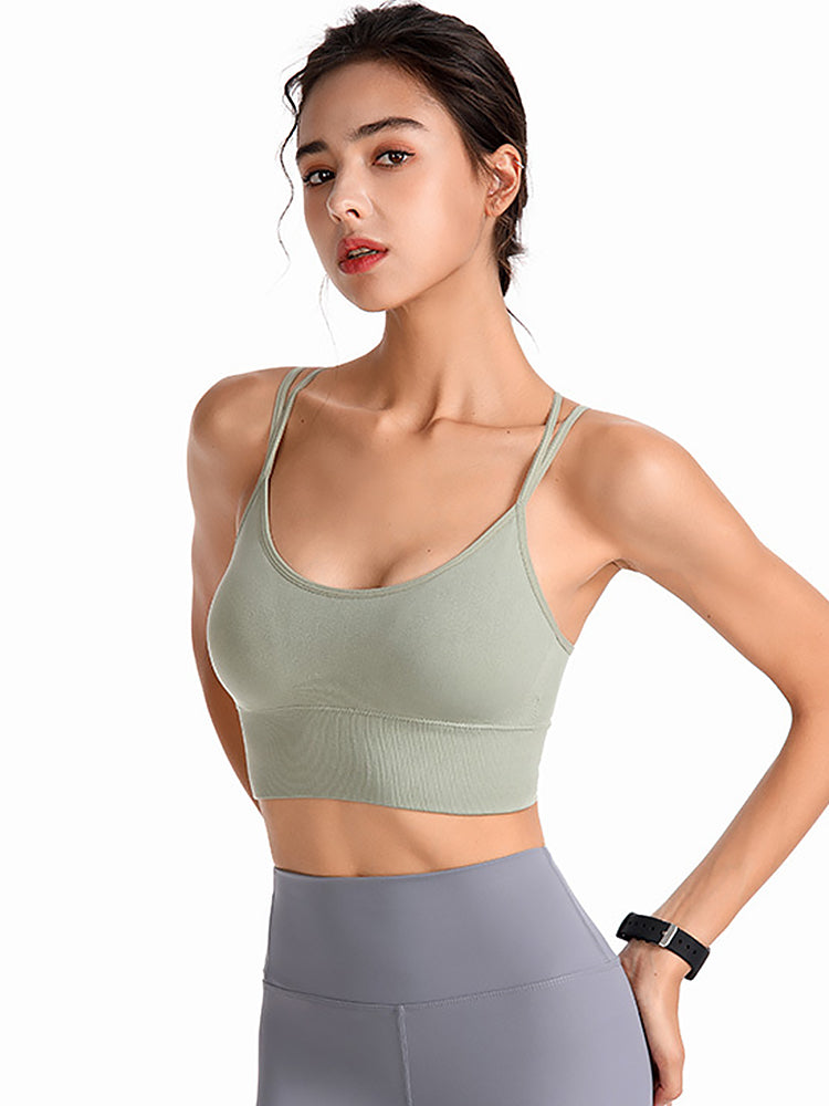 Sexy Criss-Cross Back Tank Sports Wireless Bra