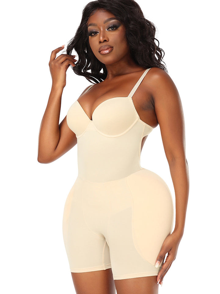 Hip Enhancing Suspenders Tummy Control Shaper Bodysuit